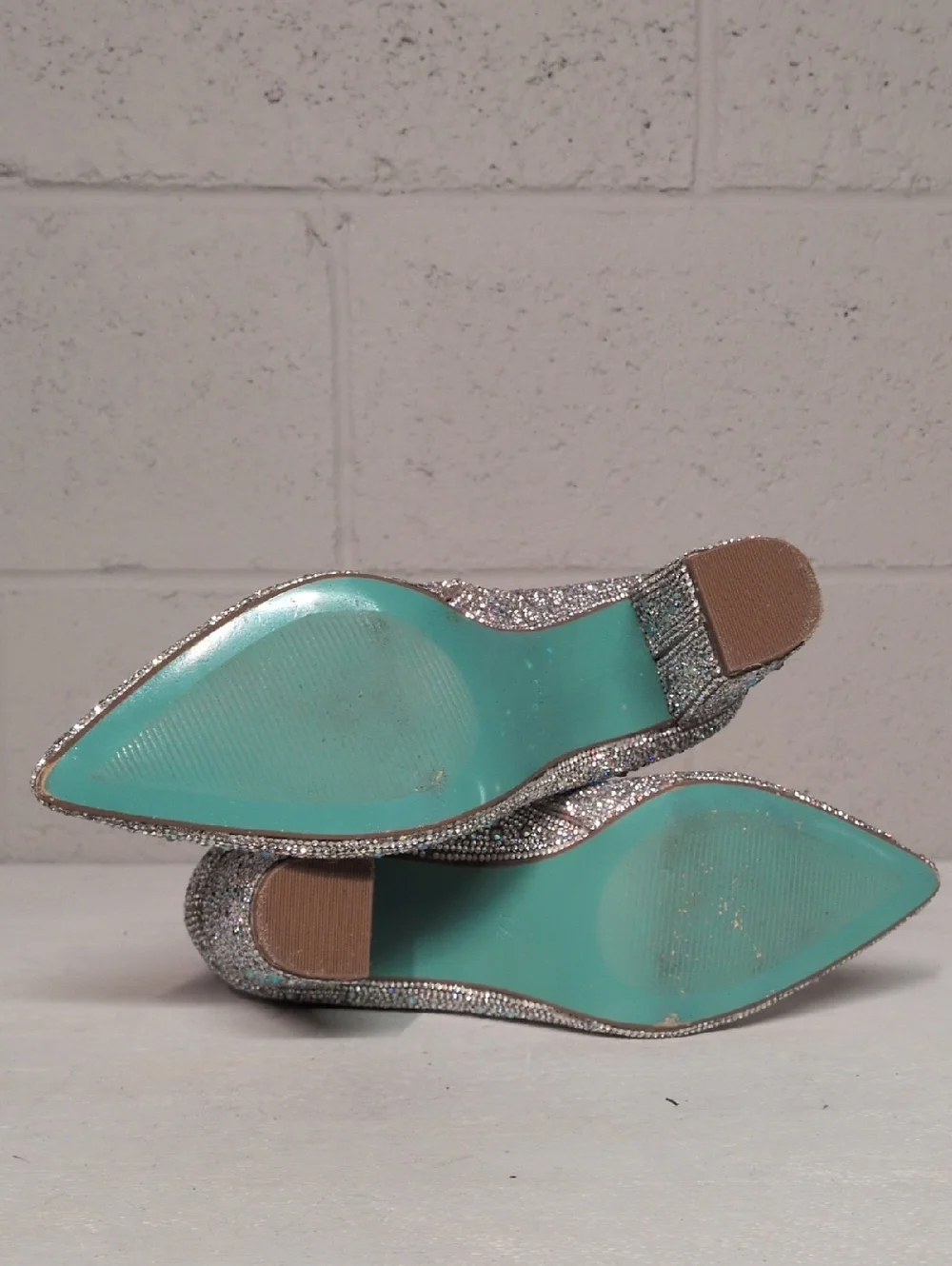 Blue By Betsey Johnson Rhinestone Encrusted Heeled Ankle Booties Size 7.5 - Picture 11 of 16